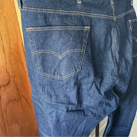 LEVIS Men's sz 56 x 32 501 Dark Wash Button Fly Jeans Blue Denim - Picture 10 of 12